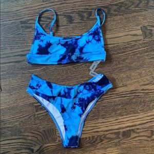 SHEIN blue tie die bikini